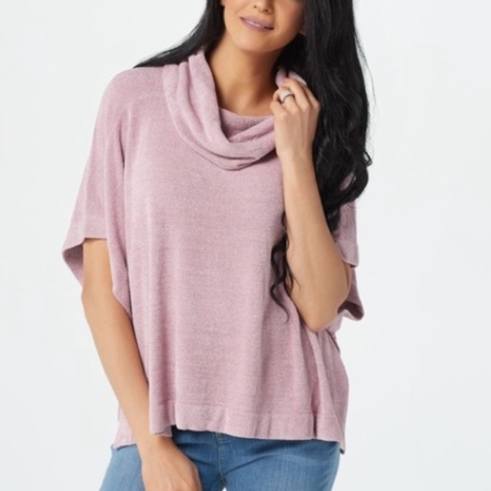 Barefoot Dreams Ultra Lite Cozychic Pink Cowl Neck Sweater/Poncho